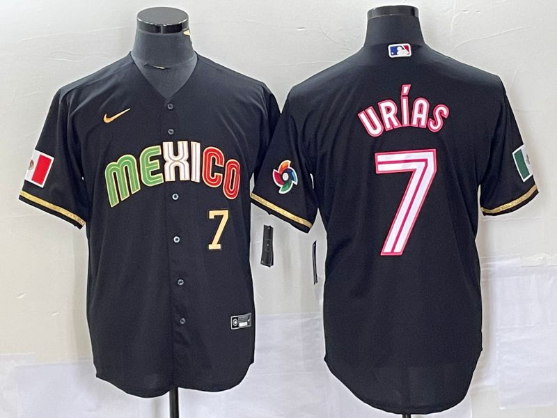 Men 2023 World Cub Mexico 7 Urias Black pink Nike MLB Jersey27